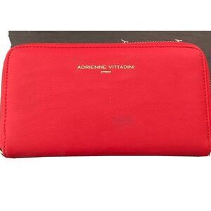 Adrienne Vittadini Charging Wristlet Wallet Red ‎ RFID Protection ~NWT